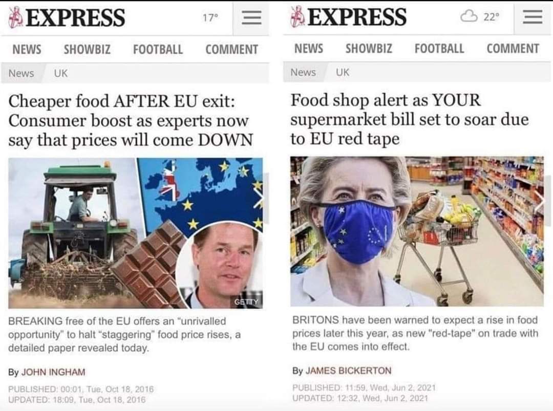 Conflicting headlines in the Express