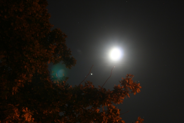 Close encounter between the Moon and Jupiter