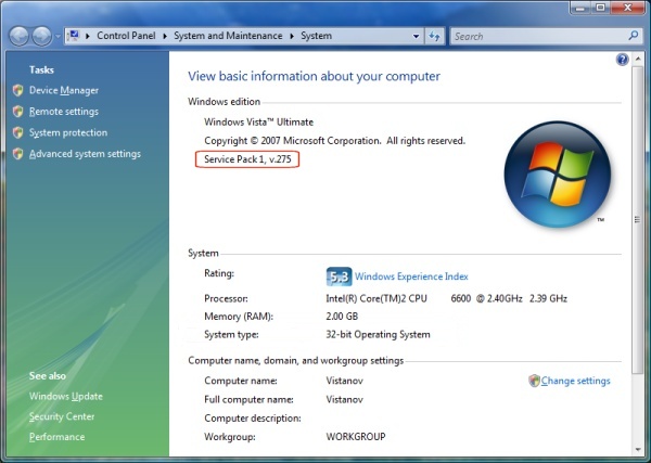 Windows Vista System