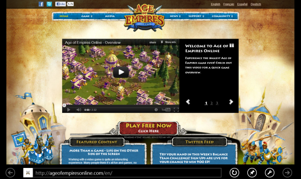 Age of Empires Online website